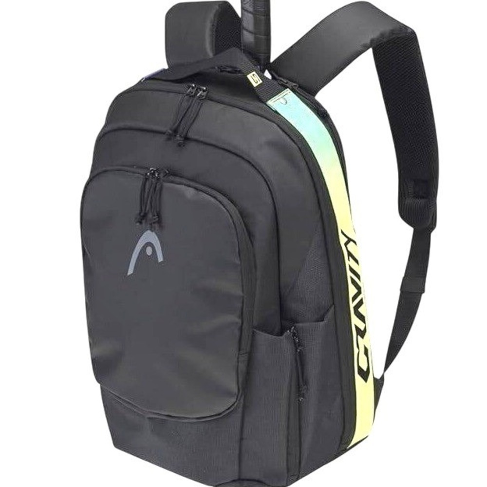 HEAD Gravity r-PET Backpack Unisex 25L Black Teal Yellow Racquet Sport 283232